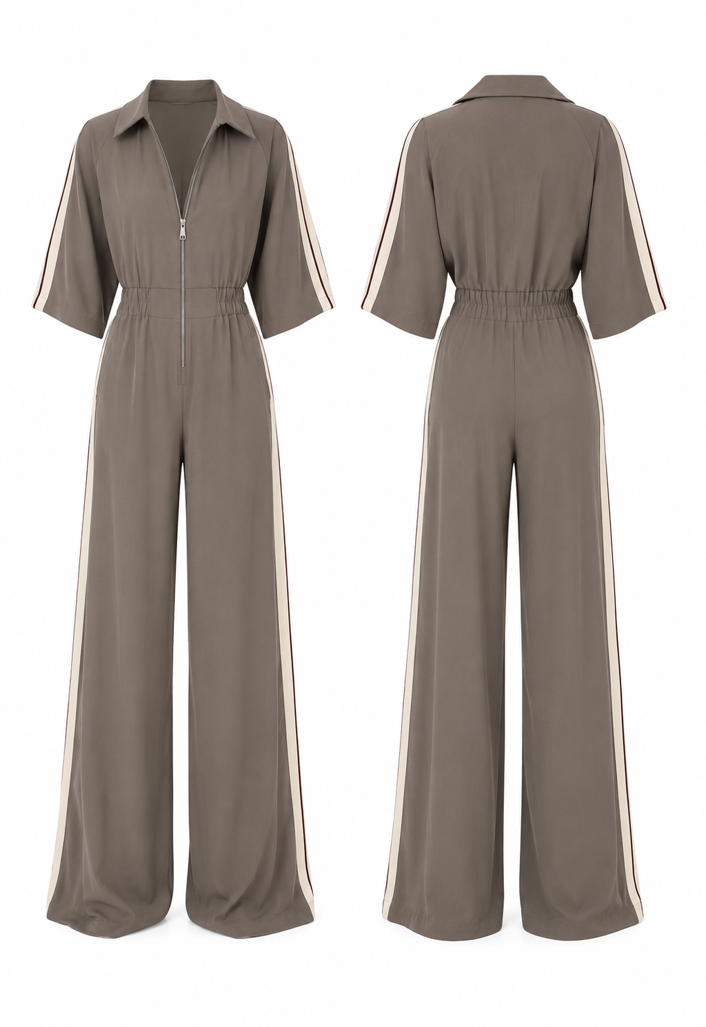 Zip Front Wide Leg Jumpsuit