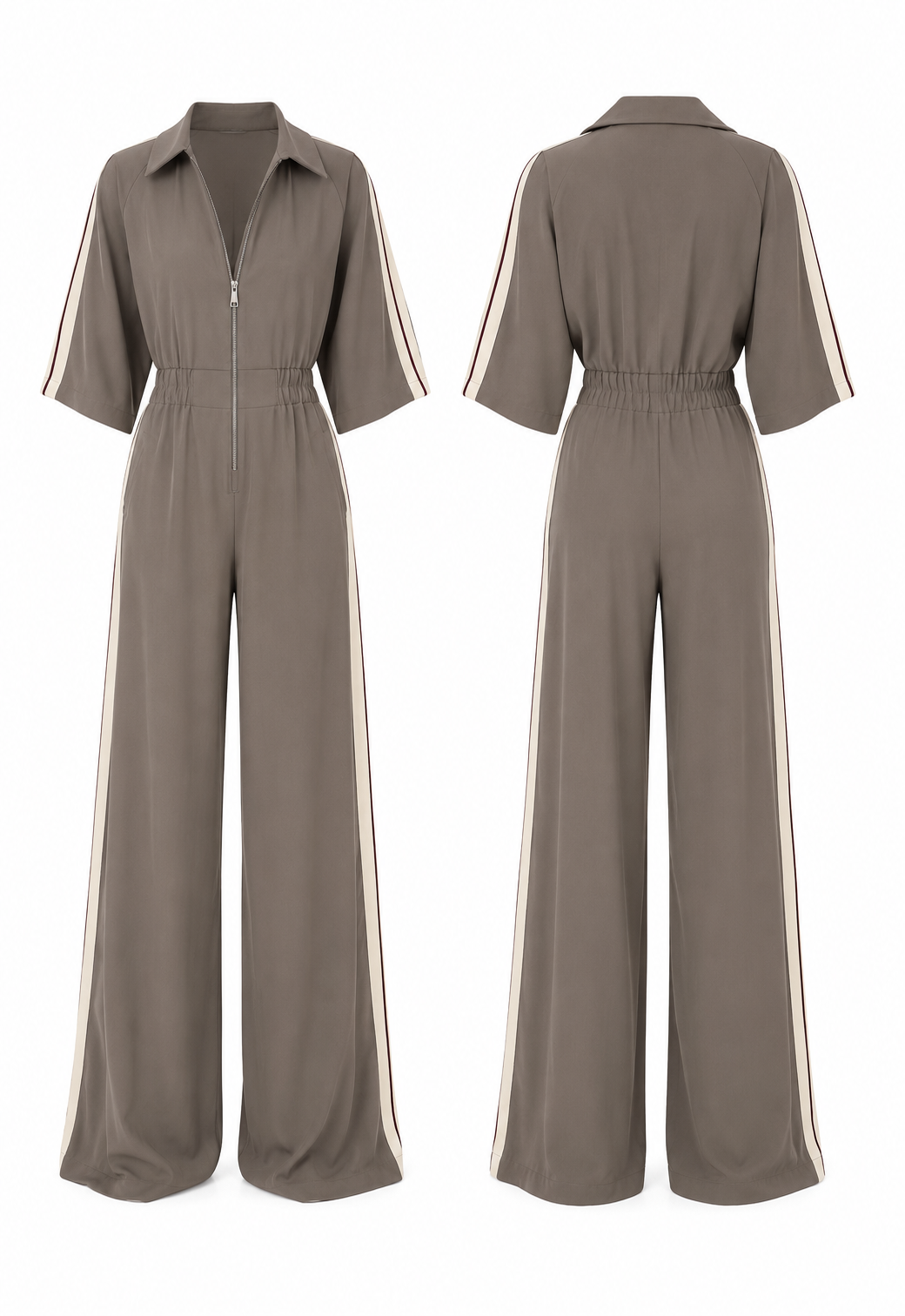 Zip Front Wide Leg Jumpsuit
