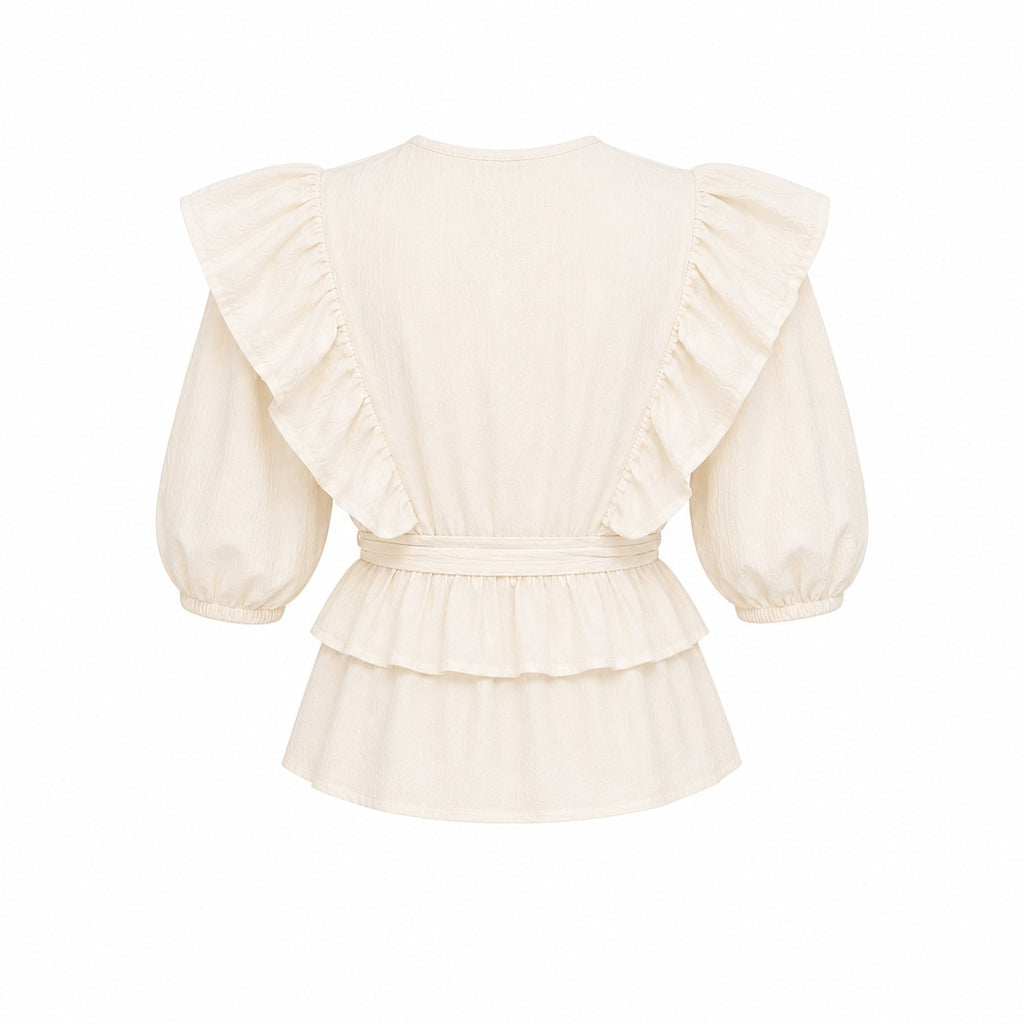 Cream Ruffle Top