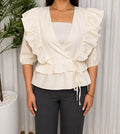 Cream Ruffle Top