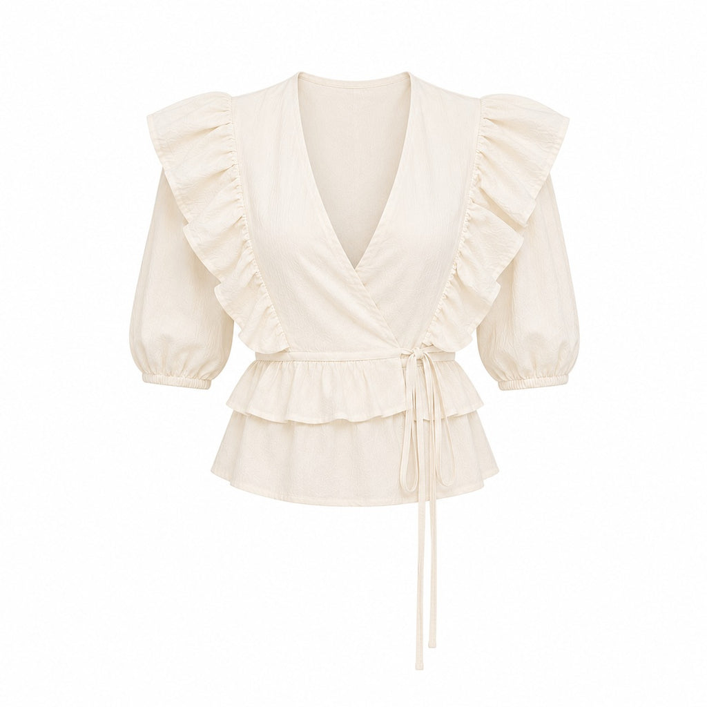 Cream Ruffle Top