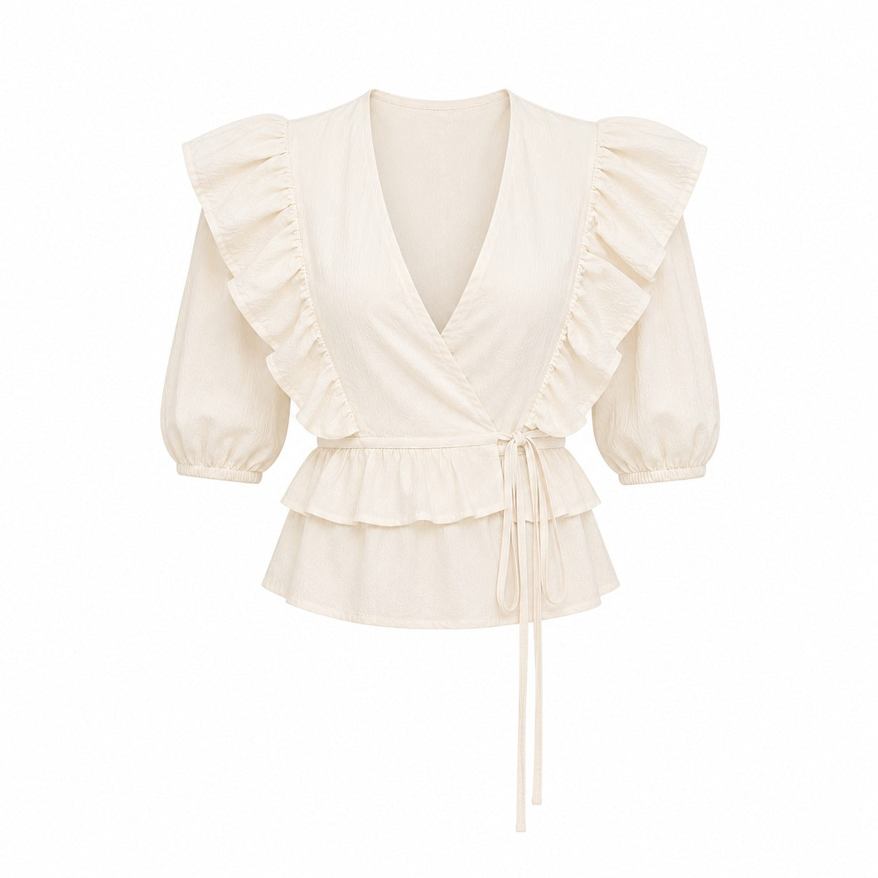 Cream Ruffle Top