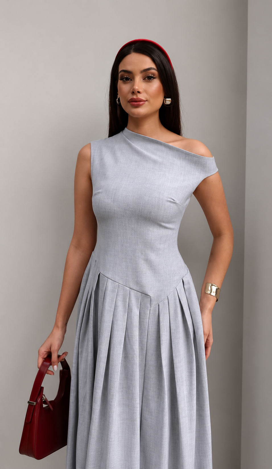 Grey One-Shoulder Dress