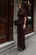 Brown Puff Sleeve Set