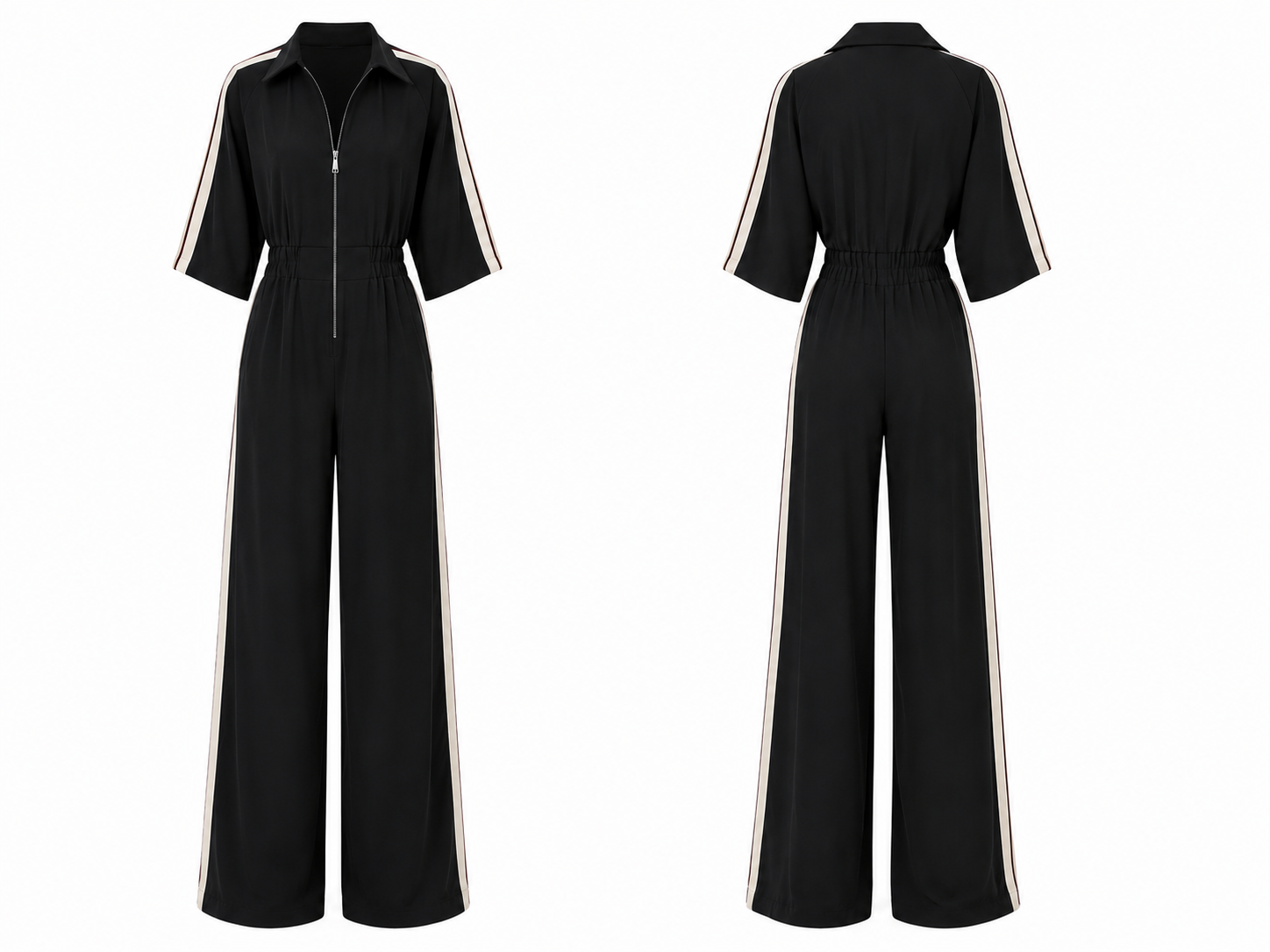 Zip Front Wide Leg Jumpsuit