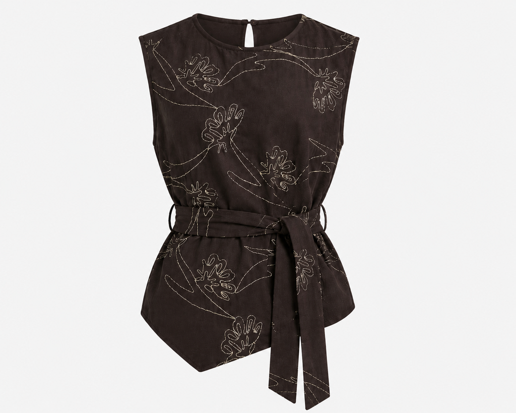 Brown Belted Top