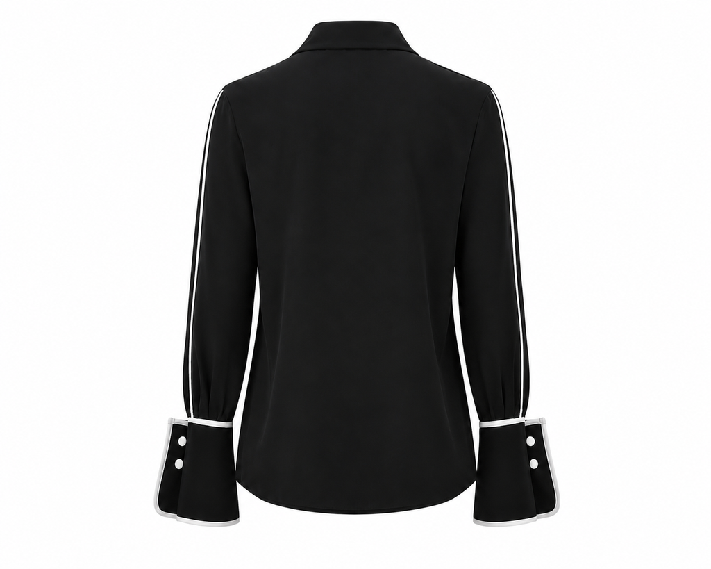 Black Blouse with White Details