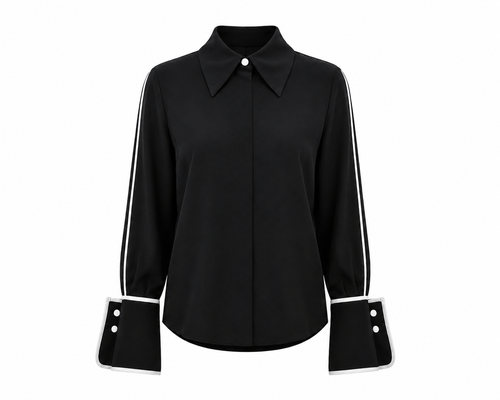 Black Blouse with White Details