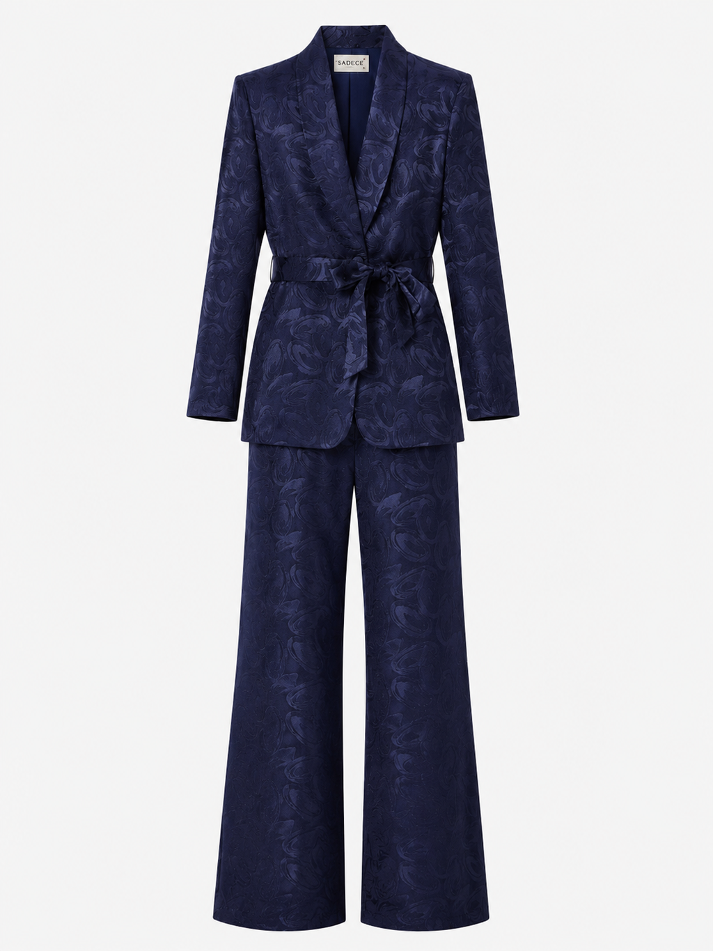 Navy Belted Blazer & Trouser Set