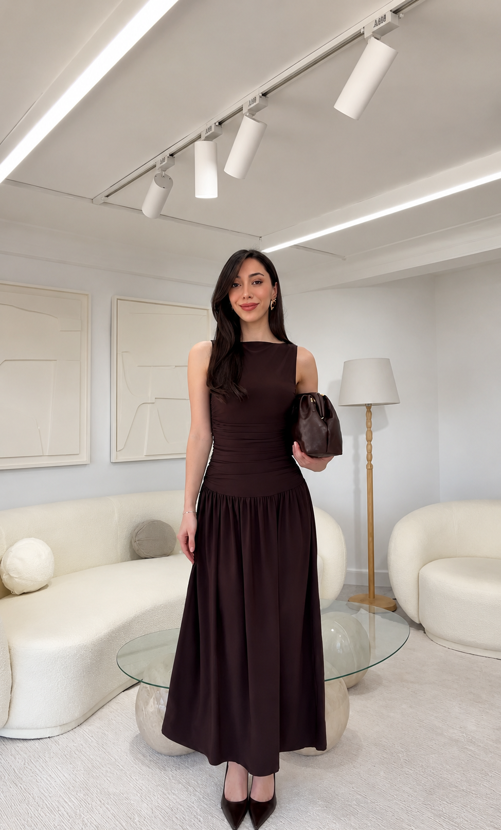 Mocha Brown Drop-Waist Dress