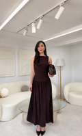 Mocha Brown Drop-Waist Dress