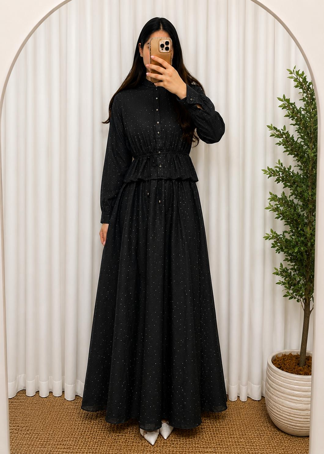 Black Shimmer Maxi Dress