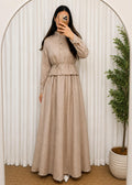 Beige Shimmer Maxi Dress