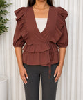 Mocha Ruffle Top