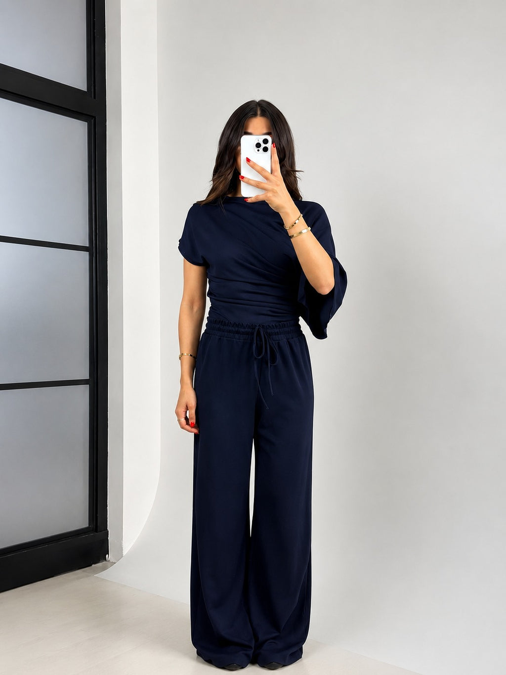 Navy Asymmetric Top Set