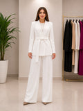 White Belted Blazer Suit