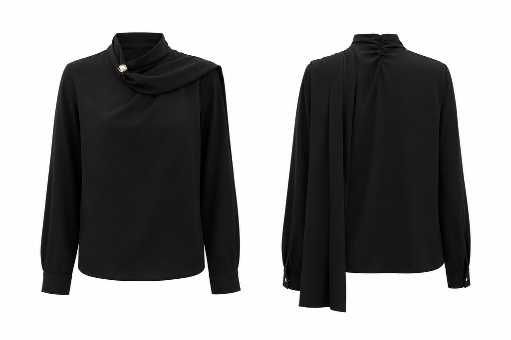 Black Scarf Blouse