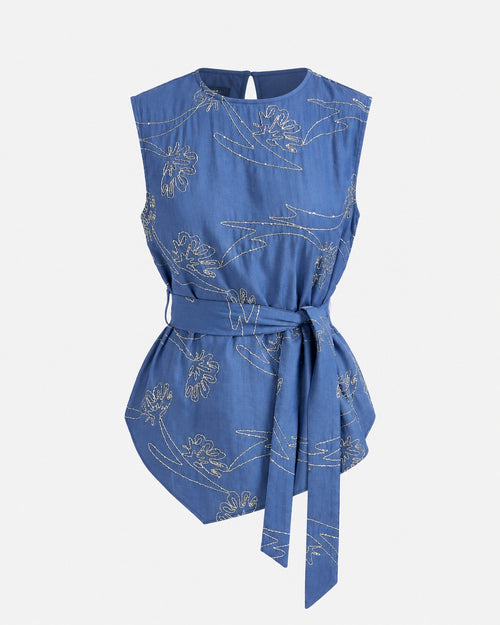 Blue Belted Top