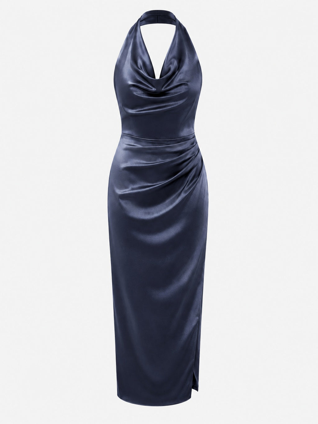Navy Halter Midi Dress