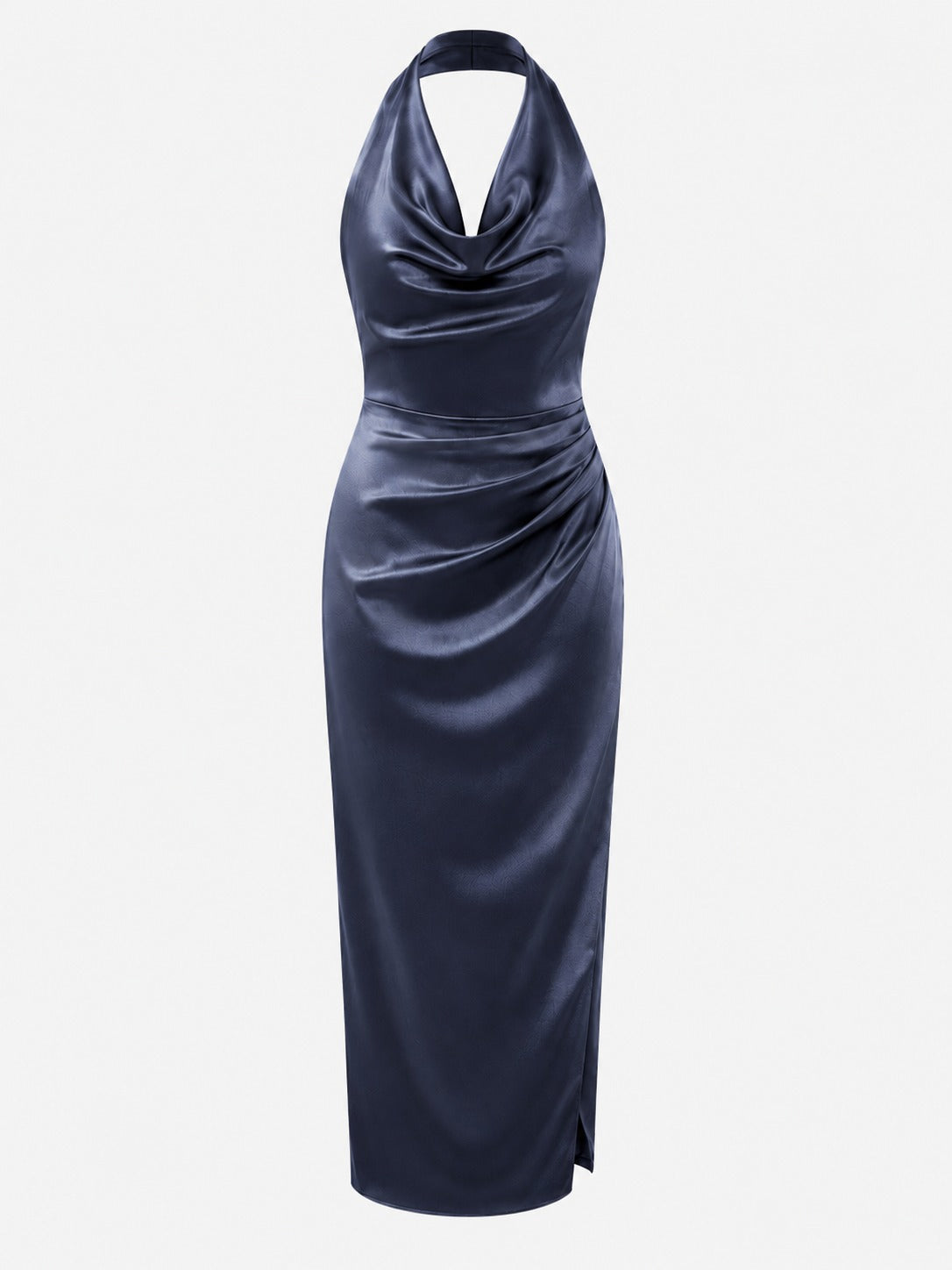 Navy Halter Midi Dress