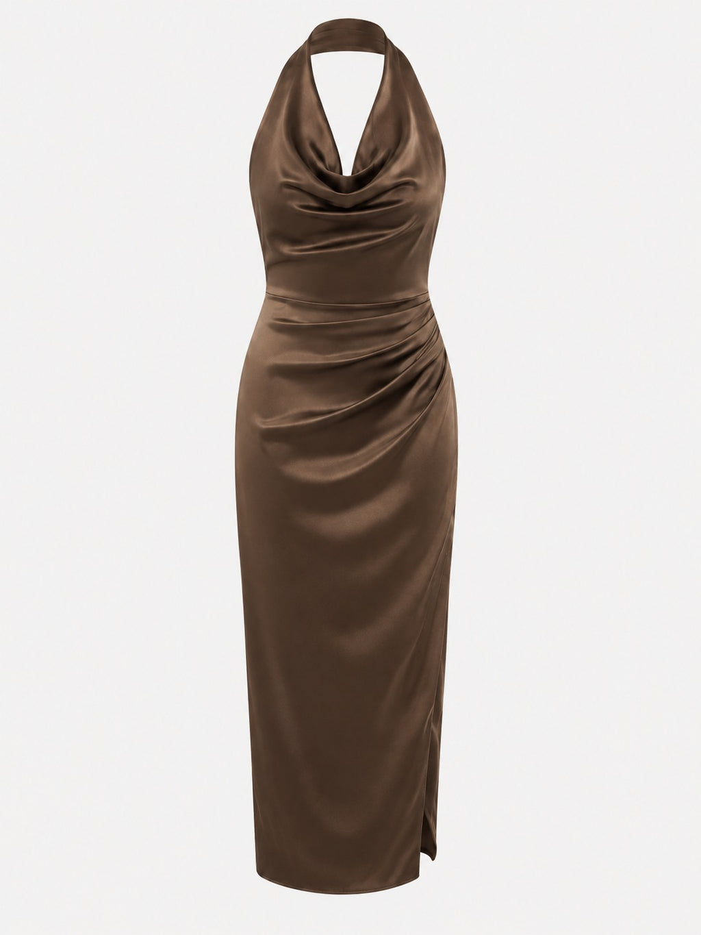 Brown Halter Midi Dress