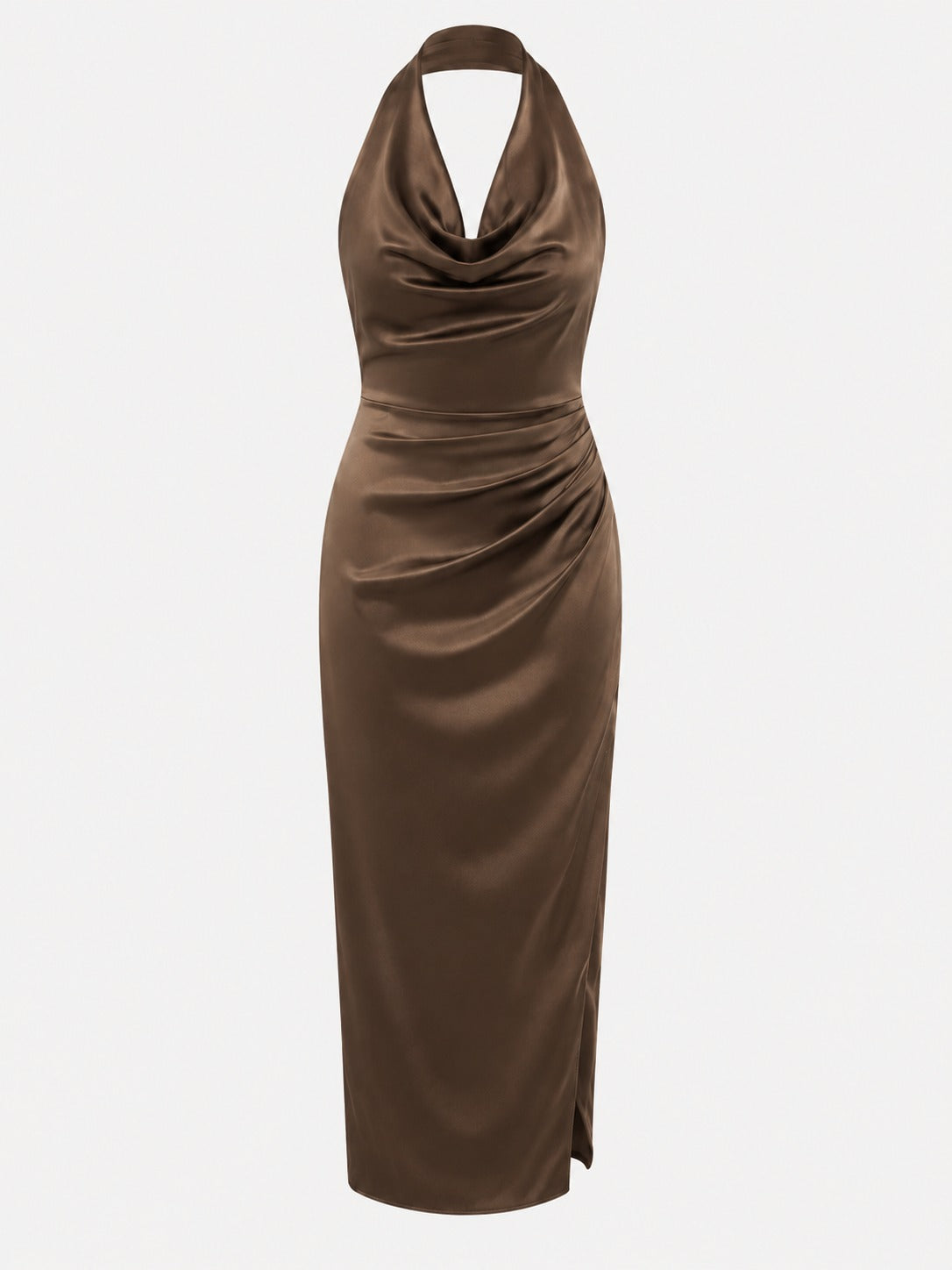 Brown Halter Midi Dress