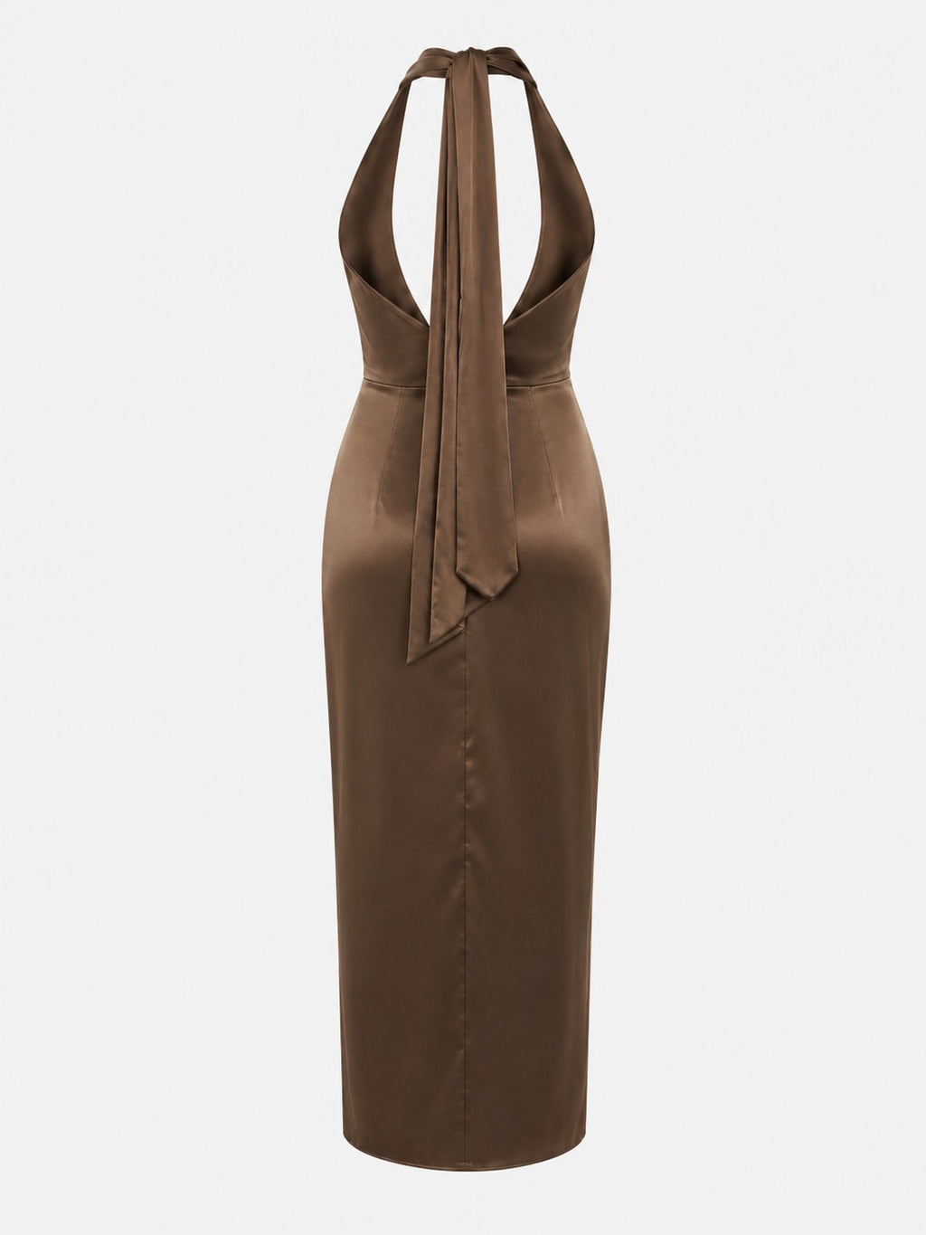 Brown Halter Midi Dress
