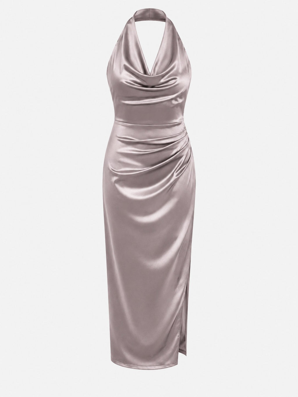 Dusty Mauve Halter Midi Dress