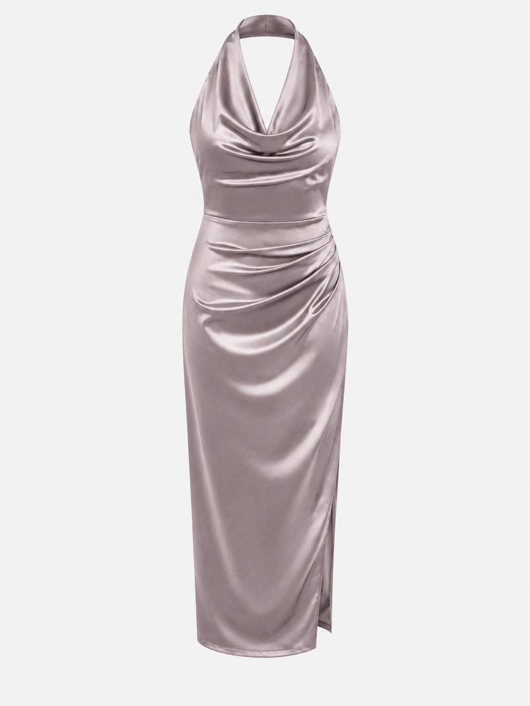 Dusty Mauve Halter Midi Dress