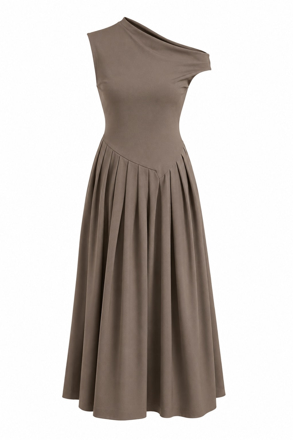 Brown One-Shoulder Dress
