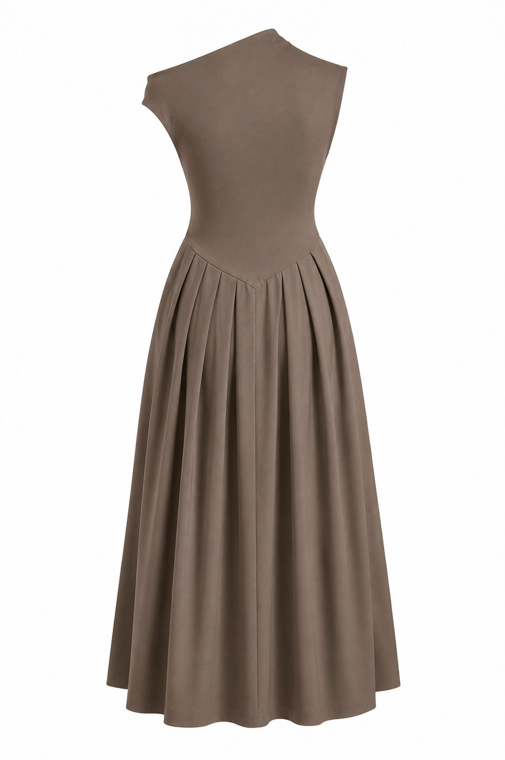 Brown One-Shoulder Dress