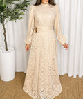 Beige Lace Maxi Dress