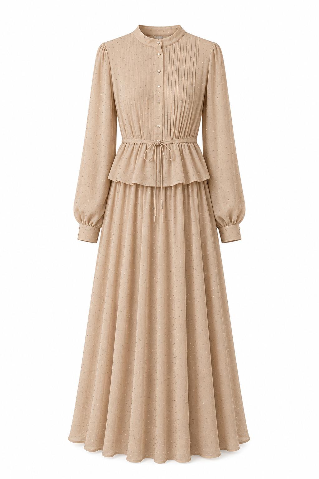 Beige Shimmer Maxi Dress