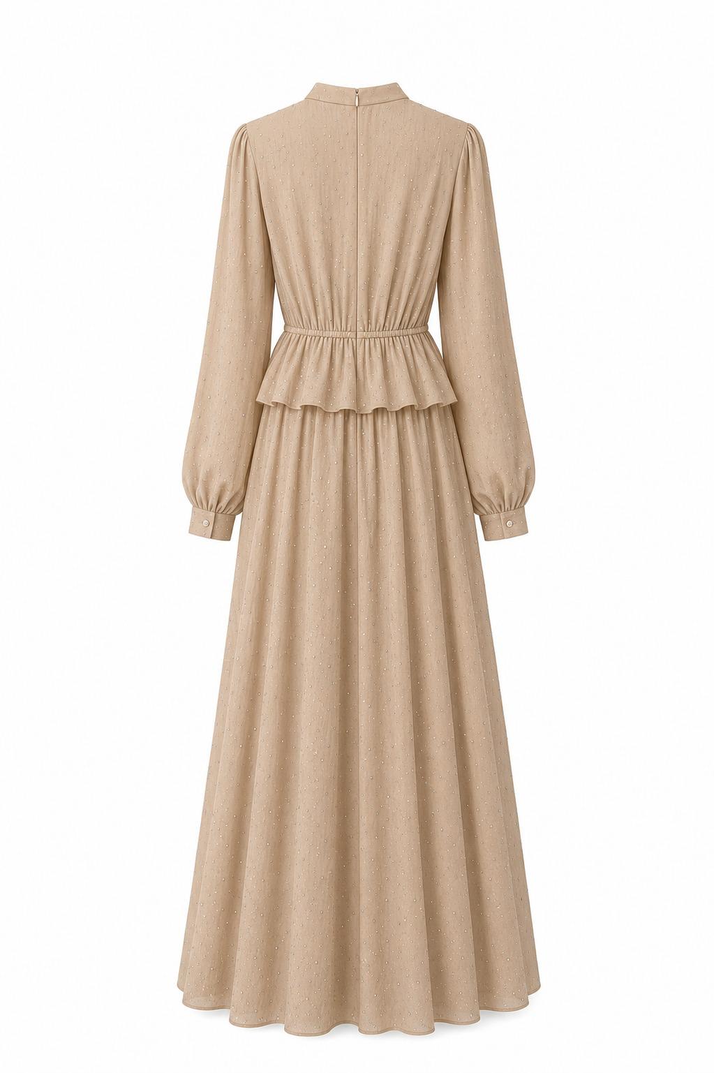 Beige Shimmer Maxi Dress