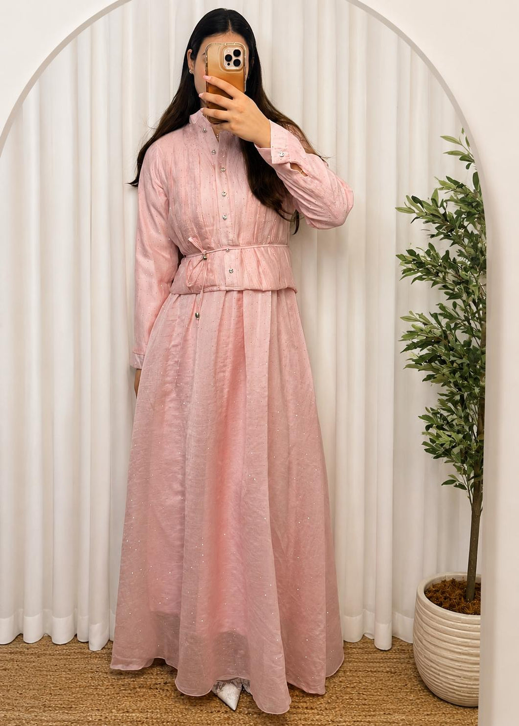 Pink Shimmer Maxi Dress