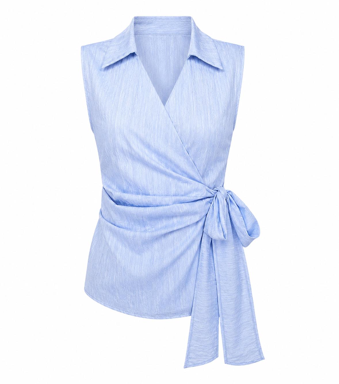 Soft Blue Wrap Top