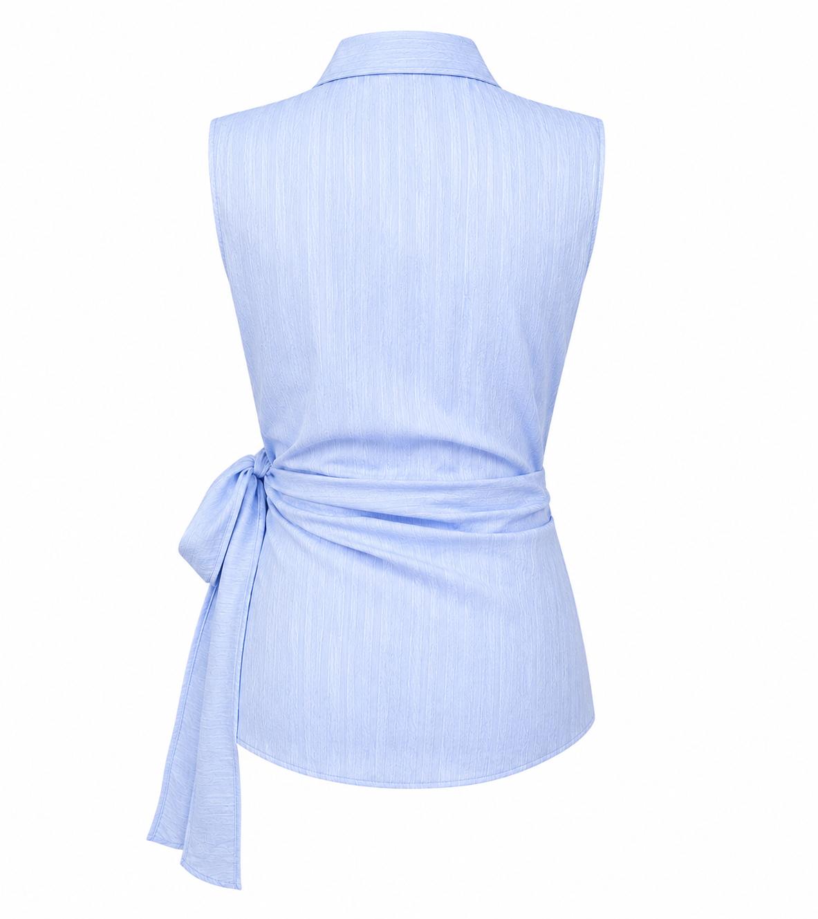 Soft Blue Wrap Top