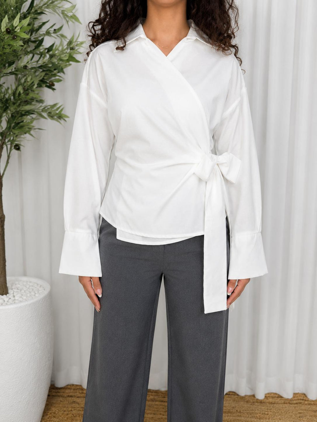 Chic White Wrap Top