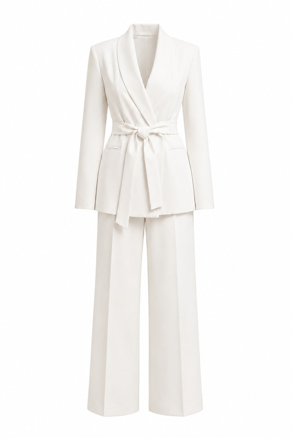White Belted Blazer Suit