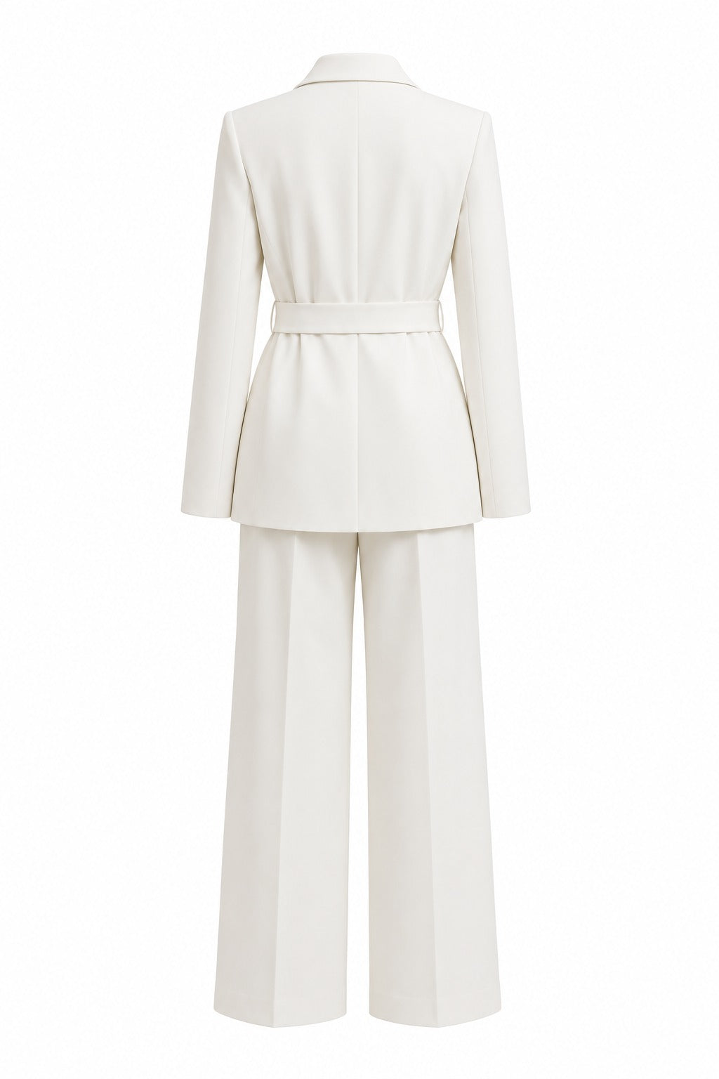 White Belted Blazer Suit