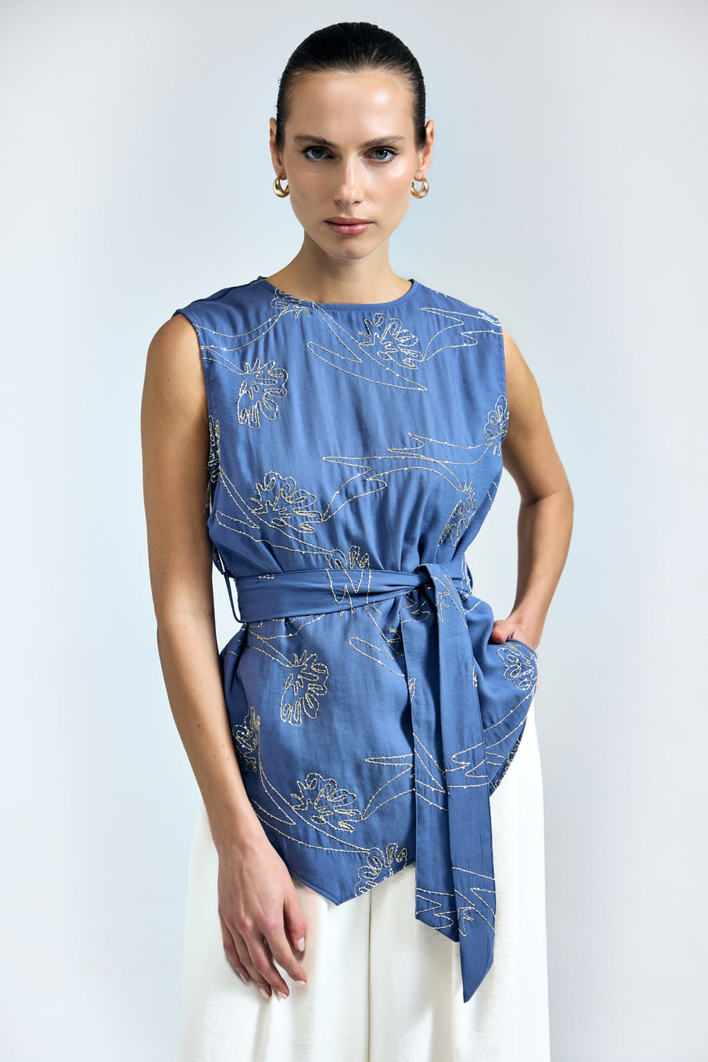 Blue Belted Top