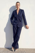 Navy Belted Blazer & Trouser Set