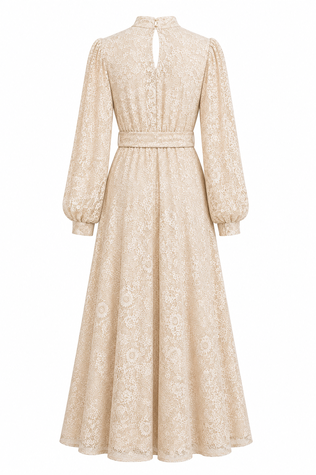 Beige Lace Maxi Dress