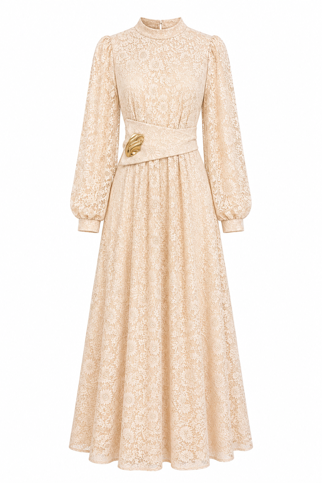 Beige Lace Maxi Dress