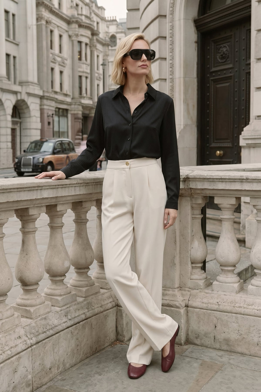 Cream Wide Leg Pants