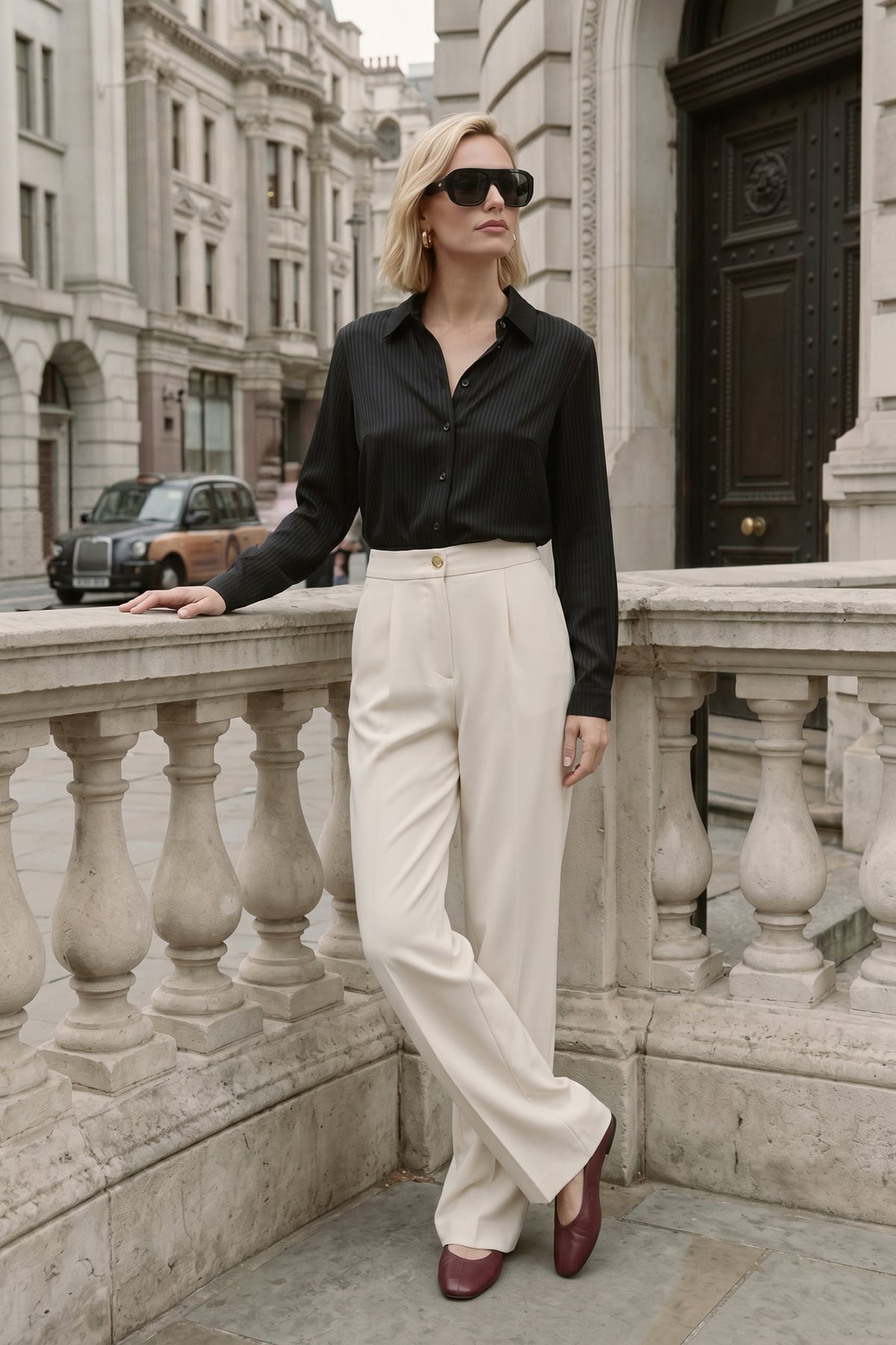 Cream Wide Leg Pants