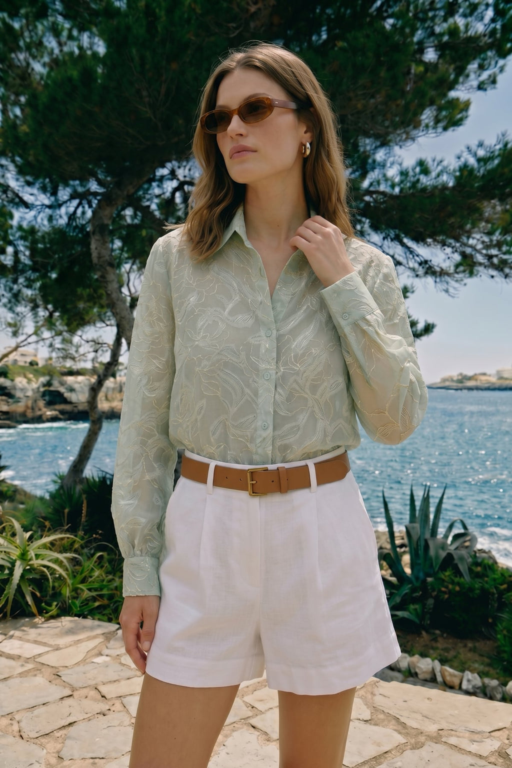 Mint Embroidered Shirt