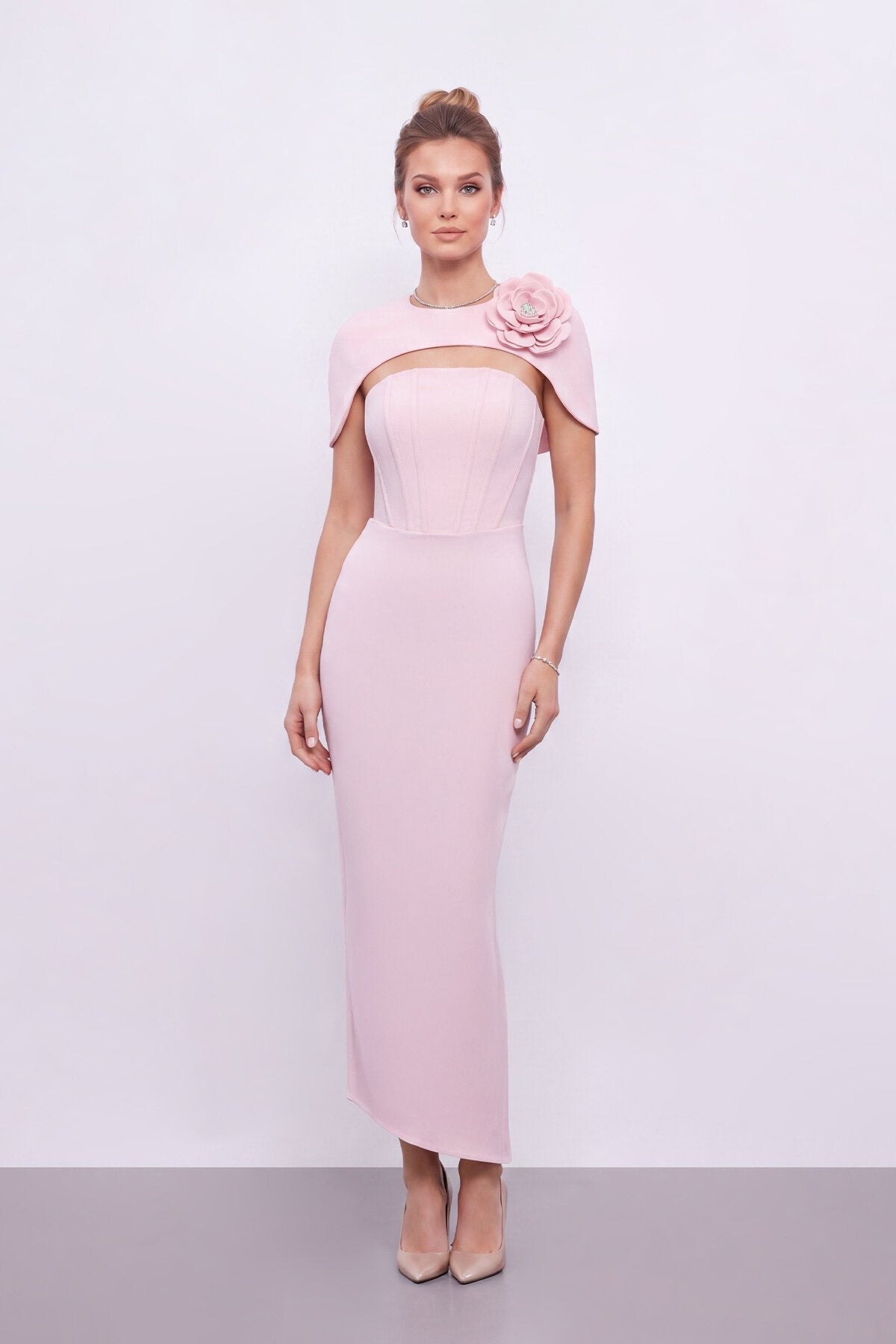 Soft Pink Cape Dress