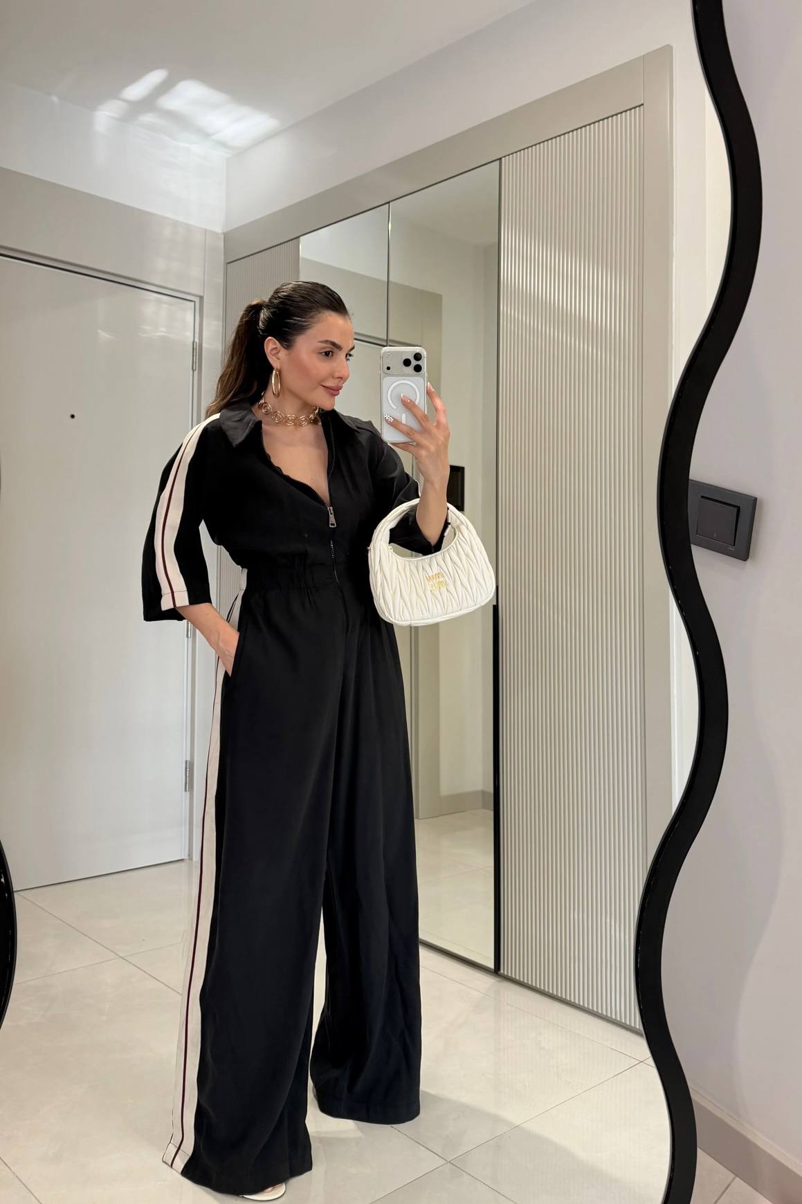 Zip Front Wide Leg Jumpsuit