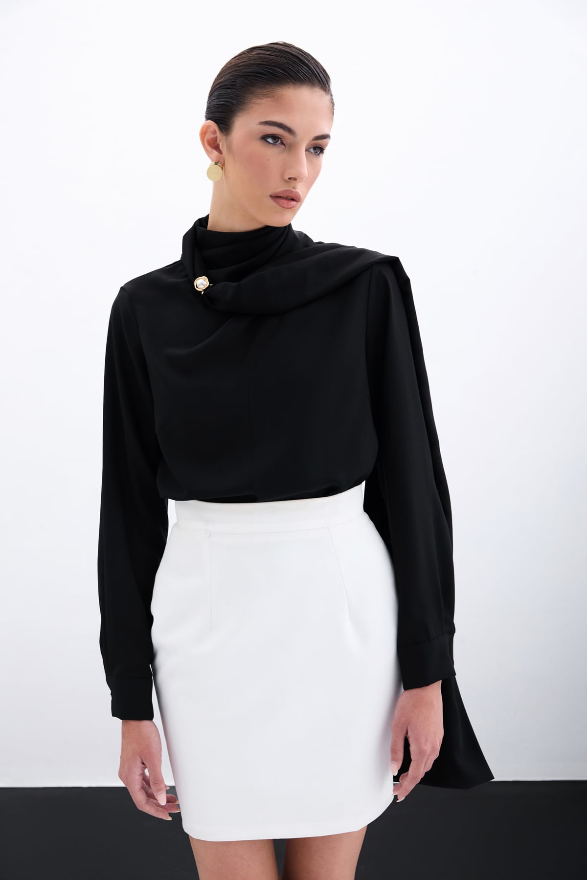 Black Scarf Blouse